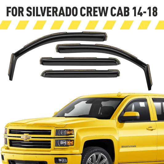 Aeroguys in-channel window deflectors extra durable window visors rain guards fit for chevrolet (chevy) silverado 1500 2014-2018 crew cab, sun visors, wind vent visors, truck accessories -4pcs. ag0421