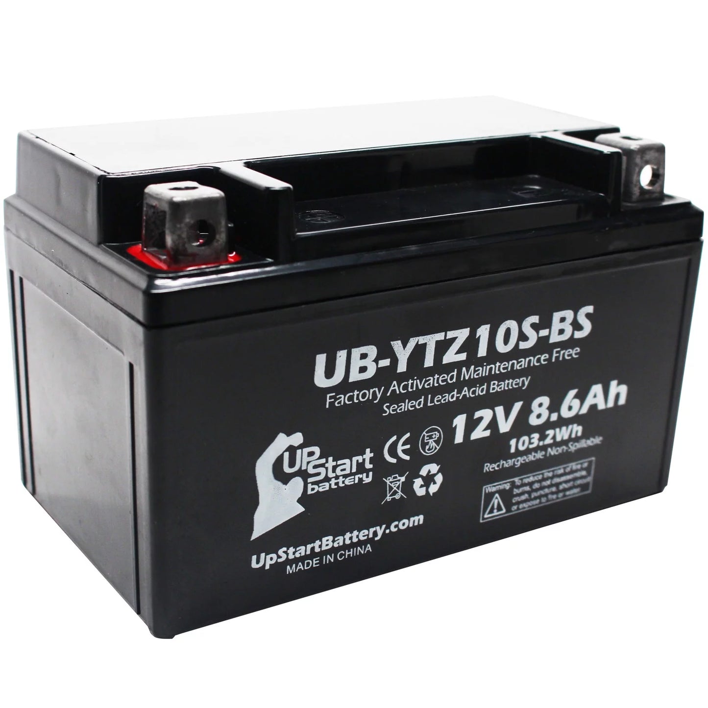 2-pack upstart battery replacement 2011 yamaha yzf-r1 1000cc factory activated, maintenance free, motorcycle battery - 12v, 8.6ah, ub-ytz10s-bs