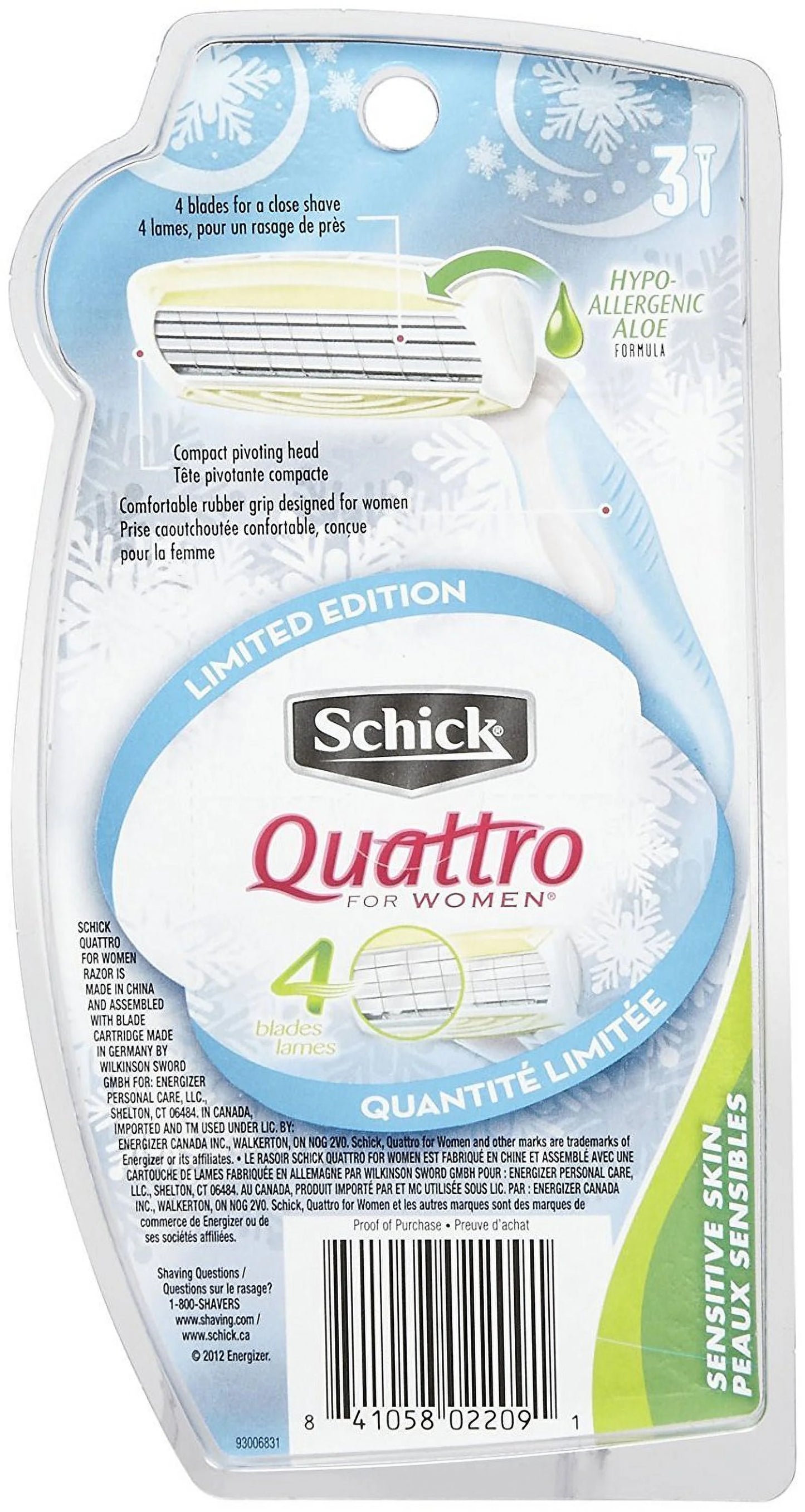 Schick quattro quattro for women sensitive skin disposable razor - 3 ct - 2 pk