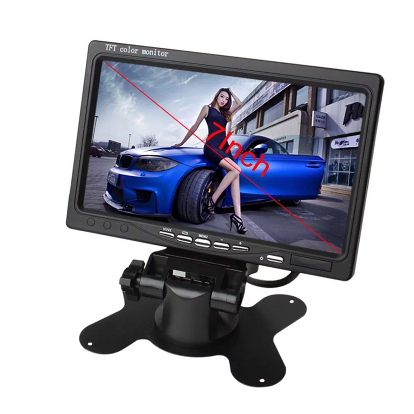 Aibecy 7 inch hd monitor display screen tft car screen monitor hd 1024x600 display av input built-in speaker for trucks bus rv trailer reverse rear view backup camera