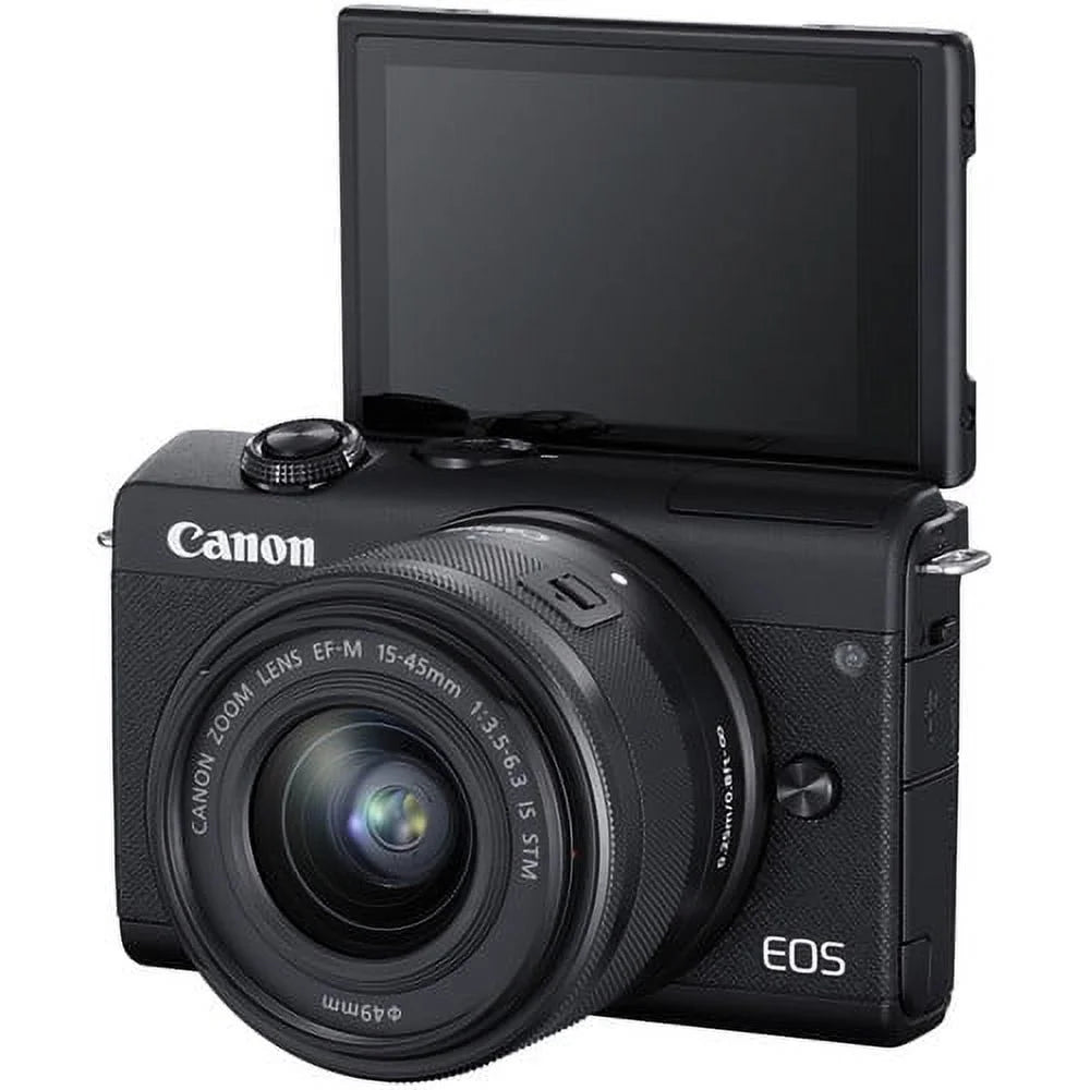 Canon eos m200 with 15-45mm lens kit with spare battery + more - international model