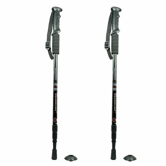 Pair of 2 trekking walking hiking sticks anti-shock adjustable alpenstock poles