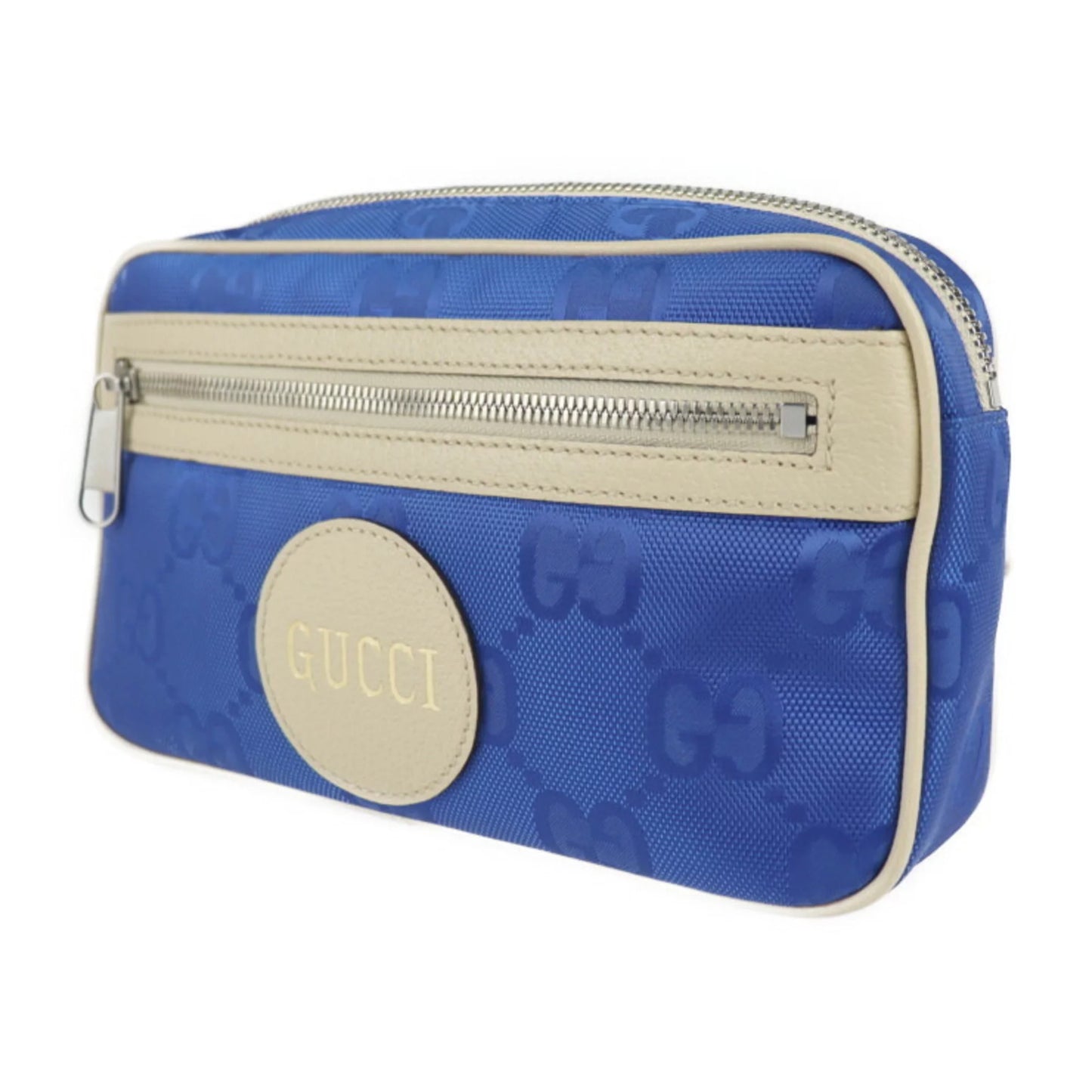 Pre-owned gucci gucci off the grid belt bag body 631341 nylon leather blue beige pouch waist one shoulder japan limited (like new)