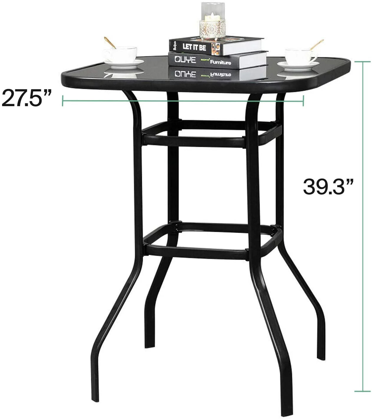 Aretha modern designed glass bar table with metal finish