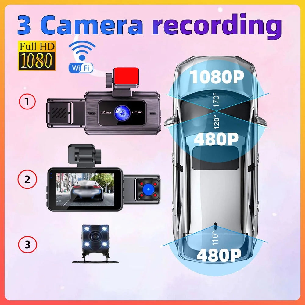 Anself dash cam with parking and clear car rearview mirror for car video recording