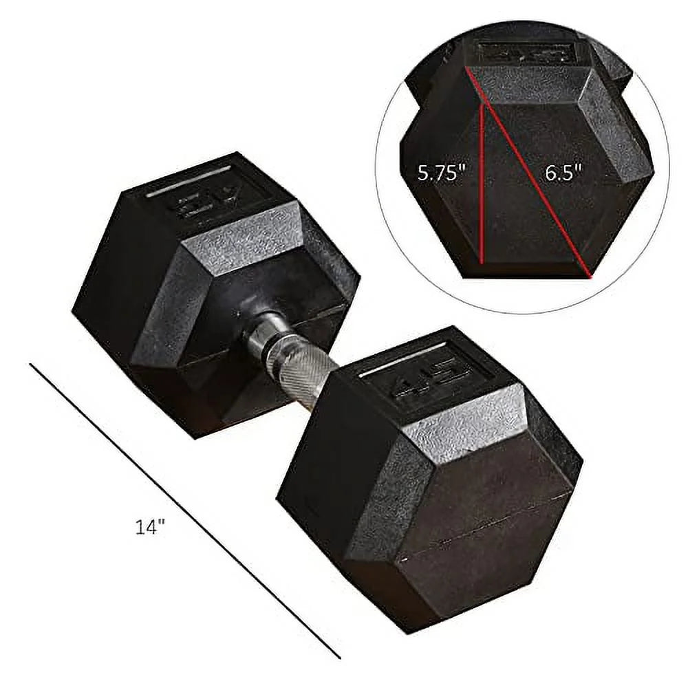 Soozier hex dumbbells set, rubber hand weights with non-slip handles, anti-roll, for women or men home gym workout, 2 x 45lbs