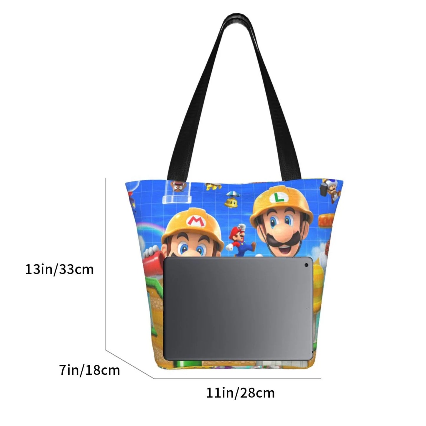 Game mario bros luigi women's tote bag large capacity shoulder handbag for travel beach shopping business work school