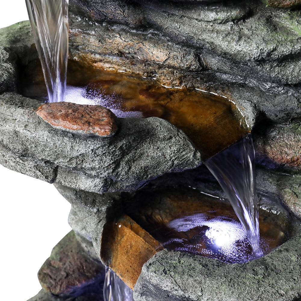 Bmtbuy 32.6inches rock water fountain with led lights