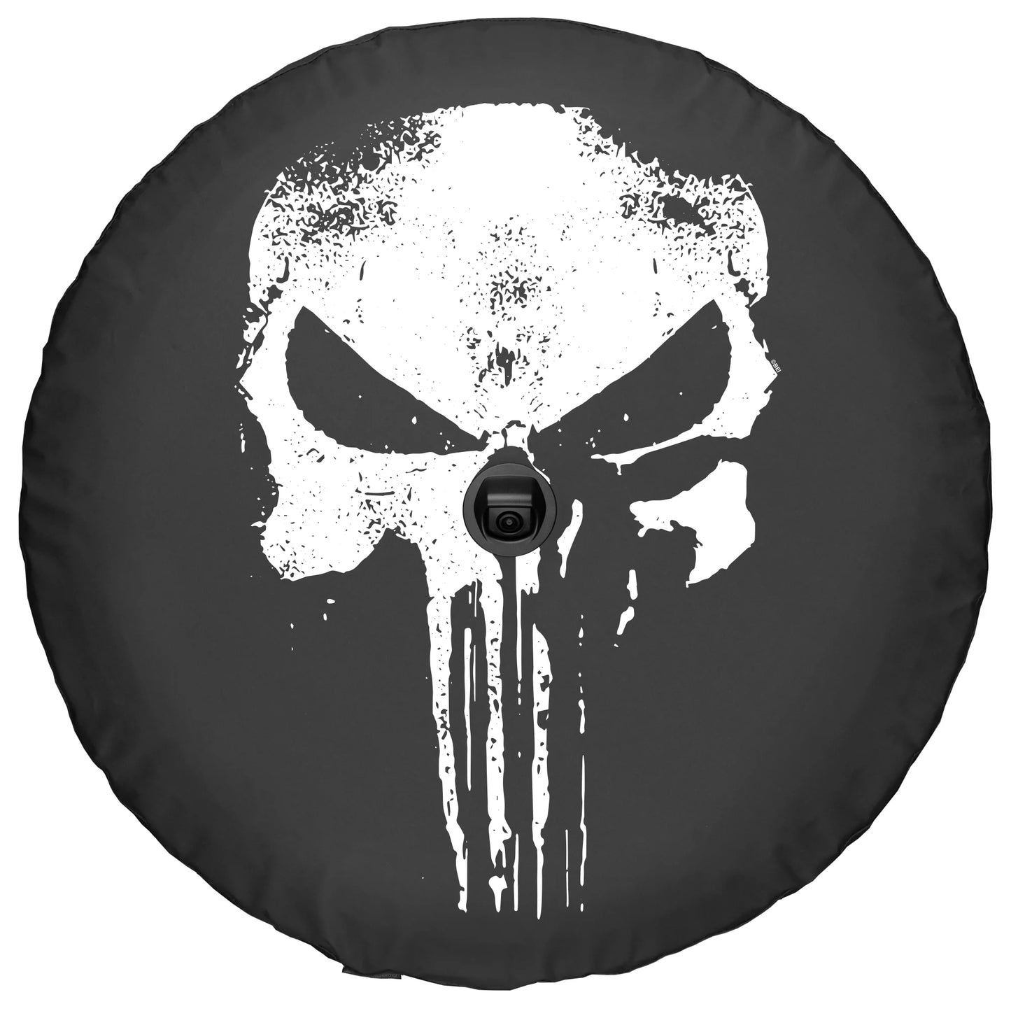 Boomerang - 33" soft jl tire cover for jeep jl wrangler (w/ back-up camera) (2018-2020) - rubicon - distressed punisher skull