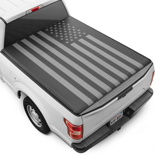 Black flag tonneau cover soft roll-up truck bed protector all weather retractable for ram 1500 2002-2023 2500/3500 2003-2020 6.4 ft