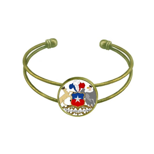 Chile national emblem country bracelet bangle retro open cuff jewelry