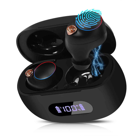 Urbanx true wireless bluetooth earbuds + charging case, black, dual connect, ipx5 water resistance, bluetooth 5.2 connection, balanced, bass boost compatible with lenovo z6 youth