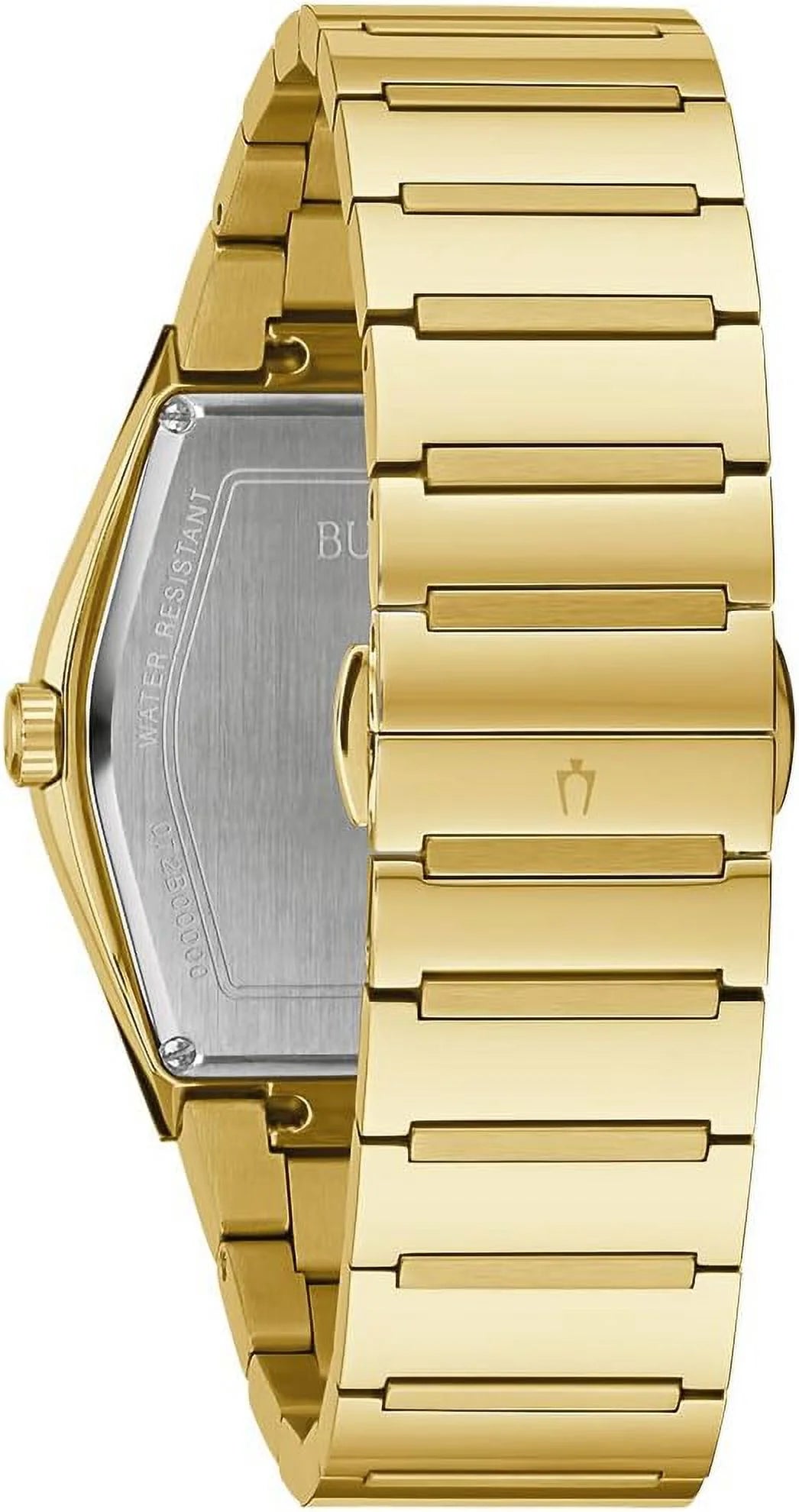 Bulova quartz black dial gold-tone men's watch 97a164