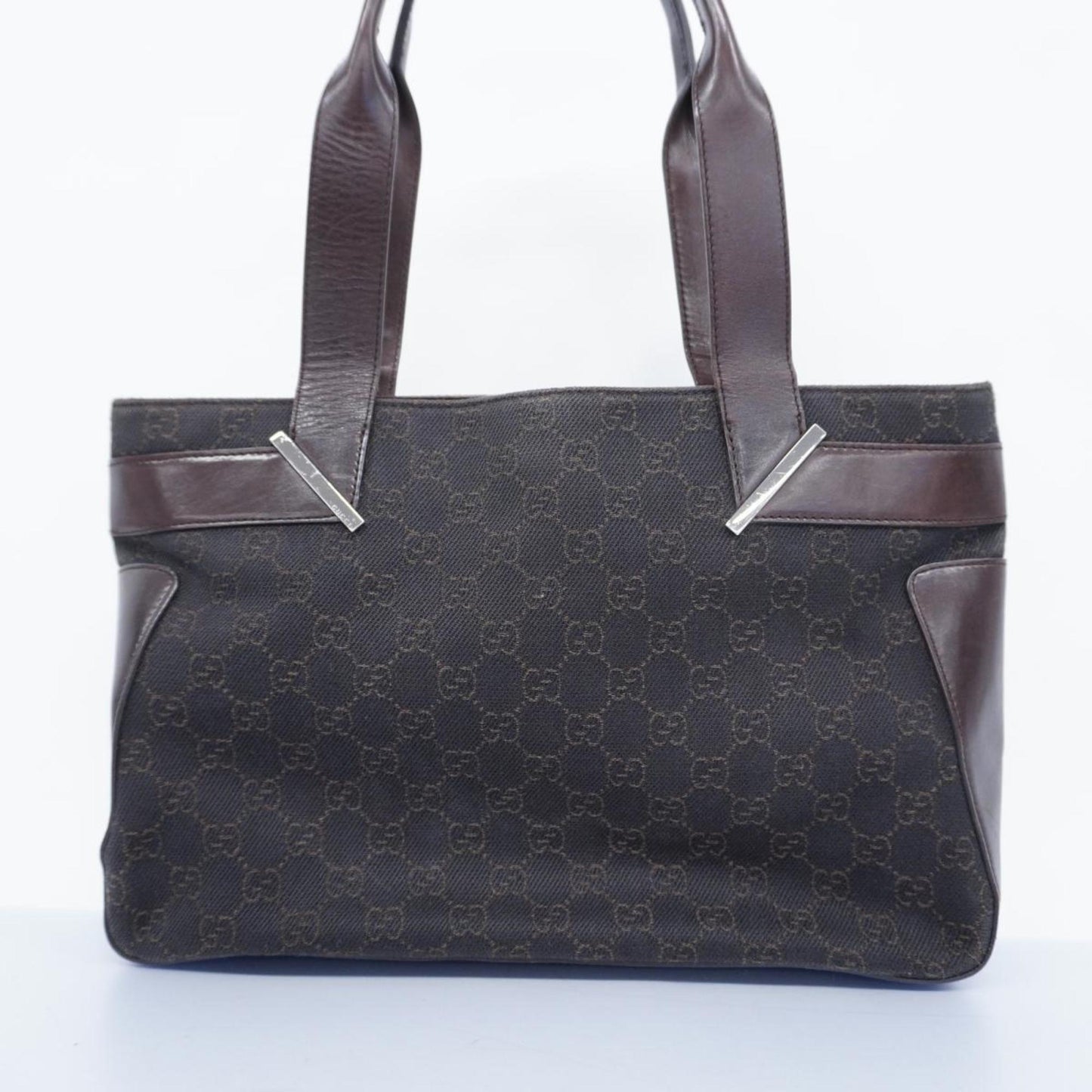 Pre-owned gucci tote bag 73983 denim brown women's (good)