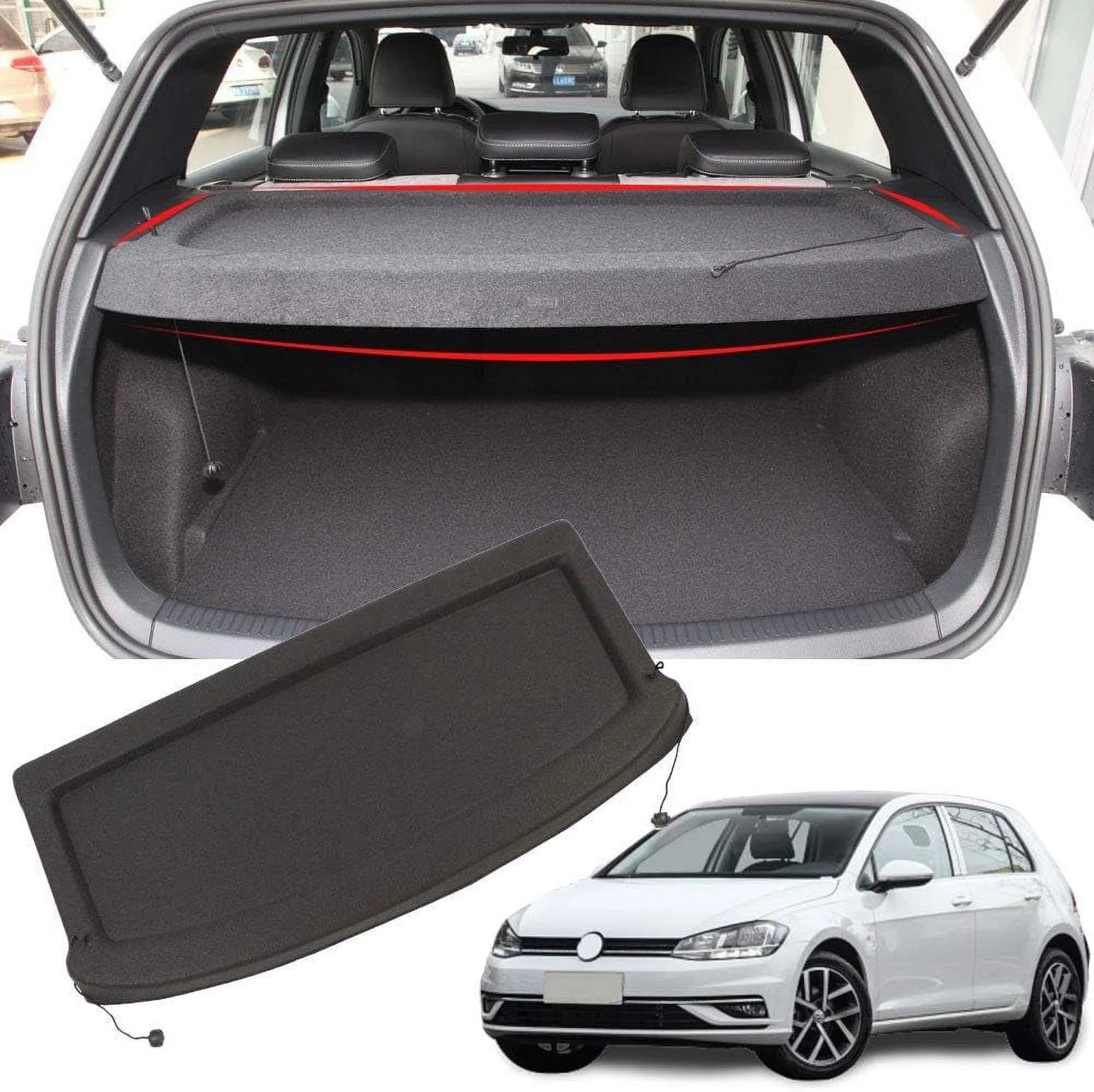 Fit 2015-2019 volkswagen gti golf 7 non-retractable cargo cover for 2015 2016 2017 2018 2019 vw gti golf 7 hatchback rear trunk luggage privacy shade accessory, black