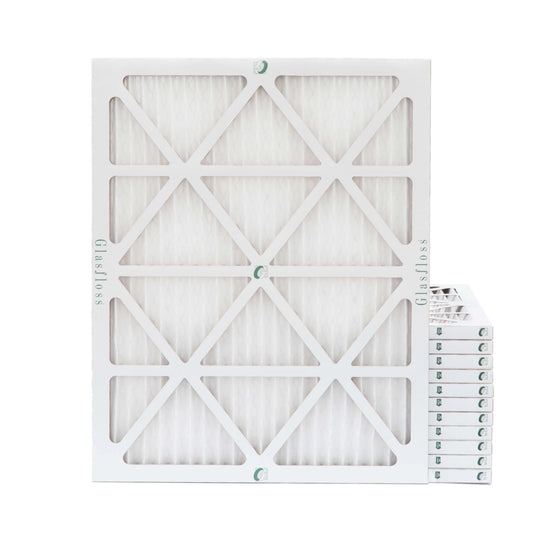 12 pack of 14x20x1 merv 10 pleated air filters by glasfloss. actual size: 13-1/2 x 19-1/2 x 7/8