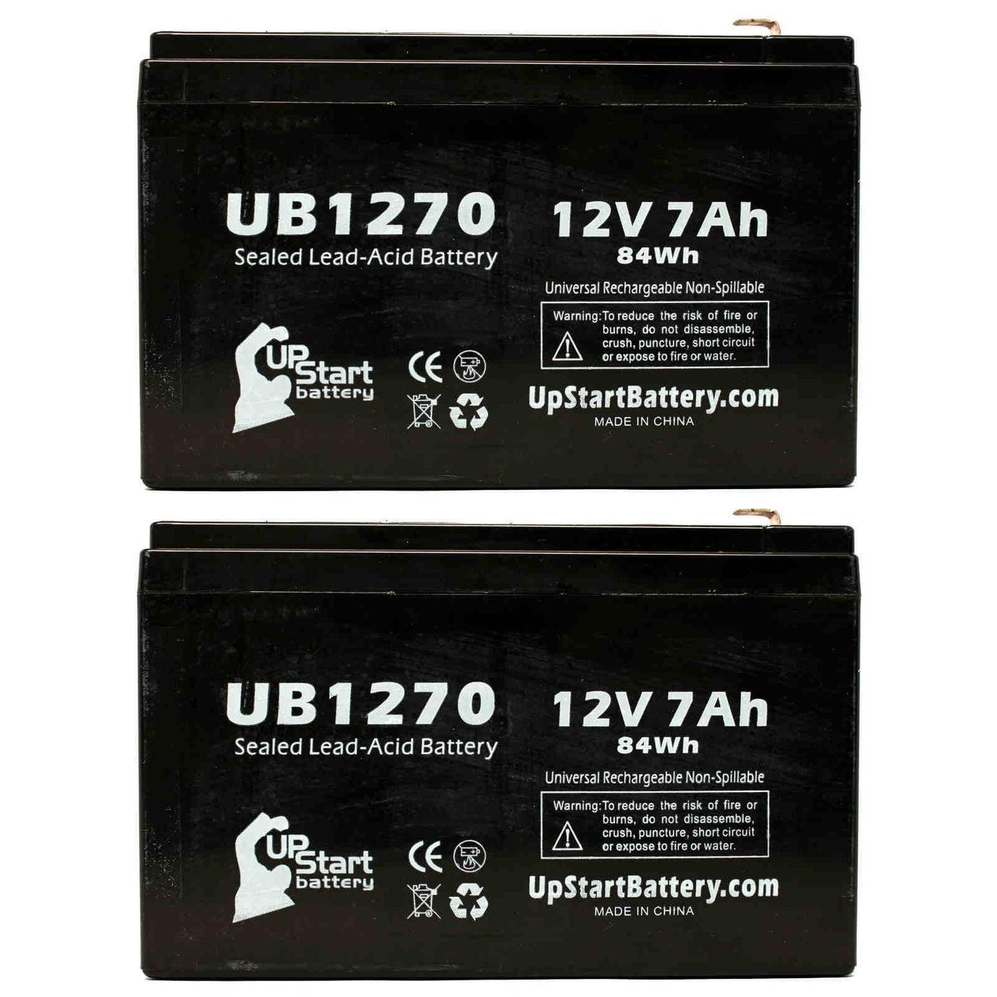 2x pack - compatible apc smart-ups 1500 sum1500rmxl2u battery - replacement ub1270 universal sealed lead acid battery (12v, 7ah, 7000mah, f1 terminal, agm, sla) - includes 4 f1 to f2 terminal adapters