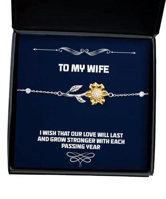 Amangny cheap wife gifts, i wish that our love will last and grow stronger with each, sarcastic holiday sunflower bracelet gifts for wife, fancy wife gift ideas, luxury wife gifts, unique wife gifts,