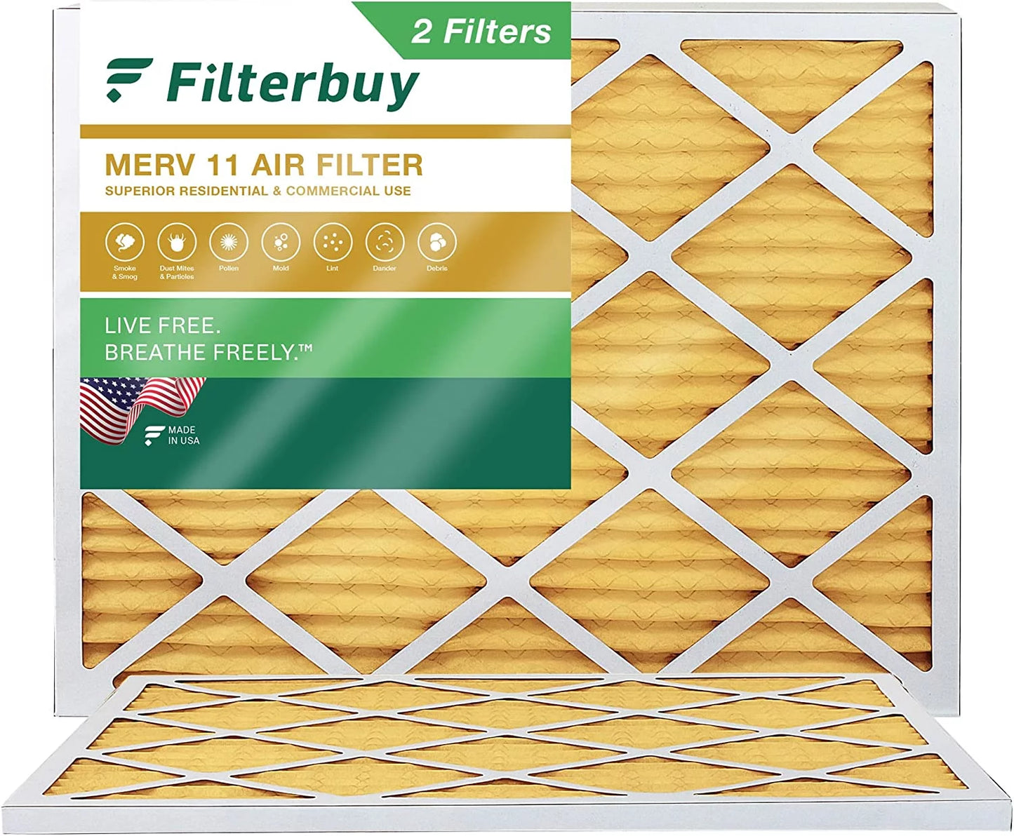 Filterbuy 13x20x1 merv 11 pleated hvac ac furnace air filters (2-pack)