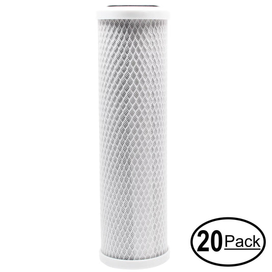 20-pack replacement for ge gxrm10rbl activated carbon block filter - universal 10 inch filter for ge reverse osmosis filtration system - denali pure brand