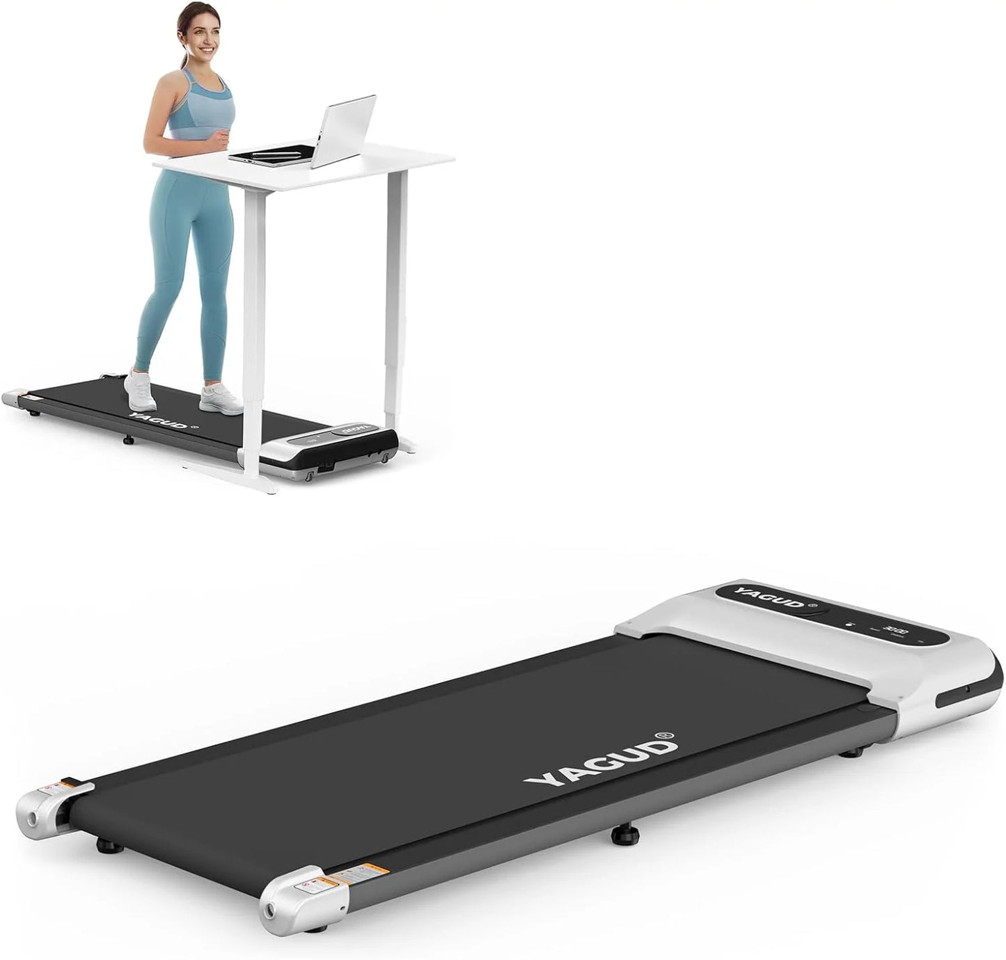 Yagud treadmill, under desk walking pad for home and office, running machine with remote control and led display