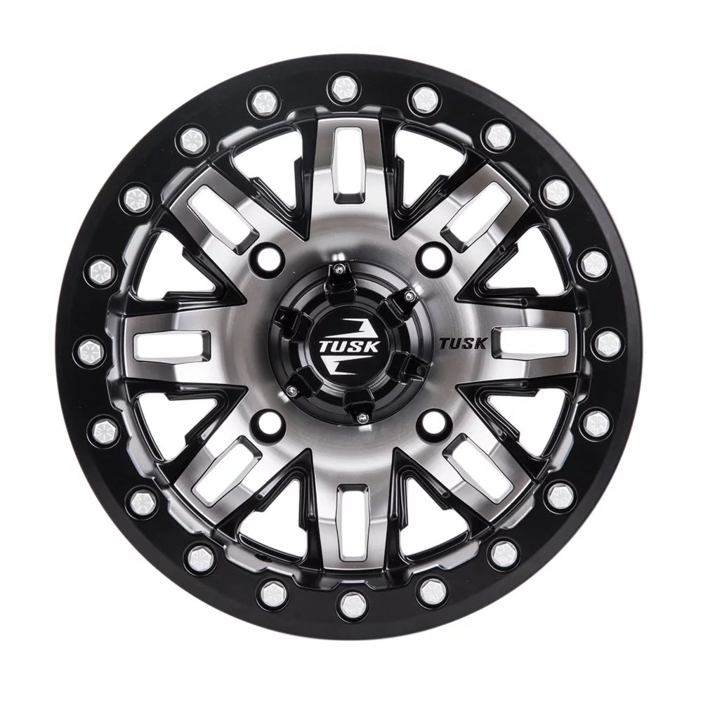 4/156 tusk teton beadlock wheel 15x7 5.0 + 2.0 machined/black for yamaha wolverine rmax 2 1000 sport 2022