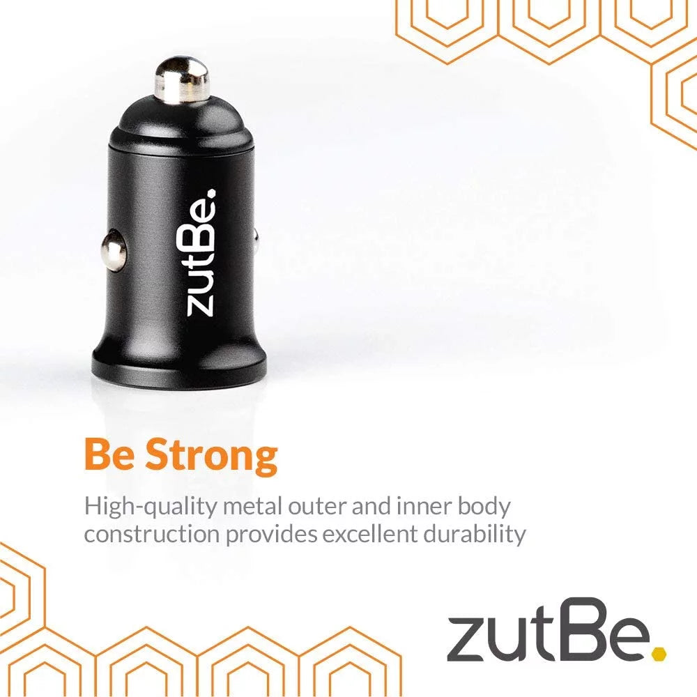 Zutbe dual usb-a 36w with one qc 3.0 compact metal fast car charger for iphone 14 13 12 se 11 x 8 7 & ipad; samsung galaxy s20 s1 note oneplu, pixe, & more [be charitable, durable, confident]