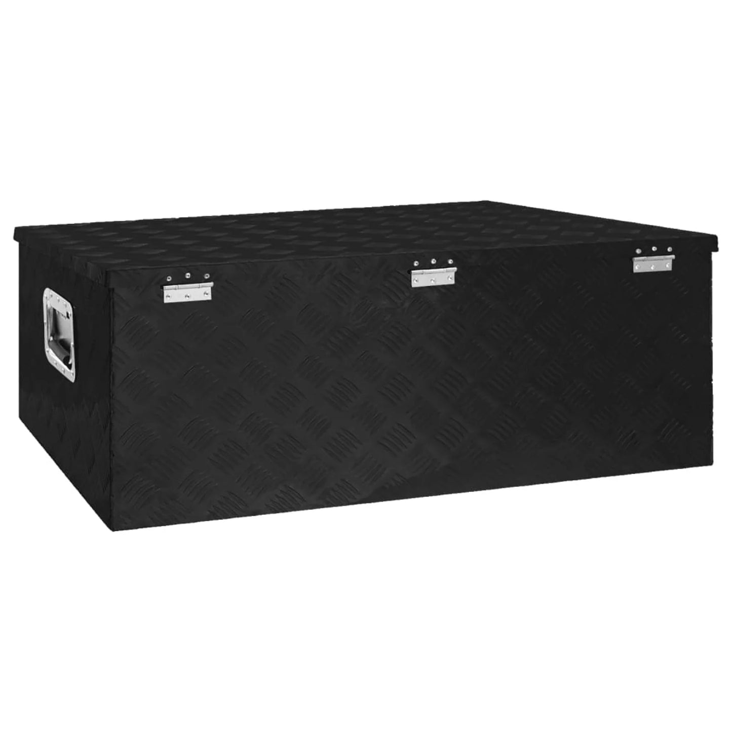 Anself aluminum tool box truck tooloriginal packaging lockable underbody organizer storage case trailer box black for vehicle, garage, camping trip 39.4 x 21.7 x 14.6 inches (l x w x h)