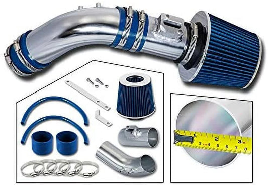 Rtunes racing short ram air intake kit + filter combo blue compatible for 04-07 honda accord 2.4l l4 sulev