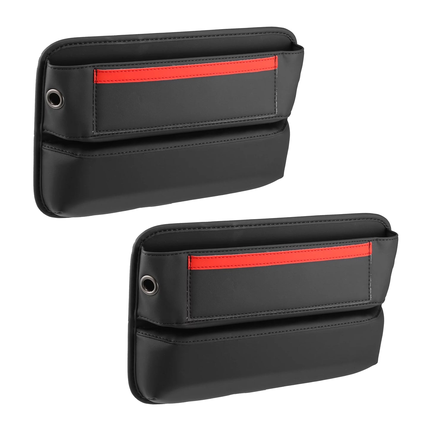 2pcs car seat gap filler multiple pockets car seat organizer console side pocket storage box black red