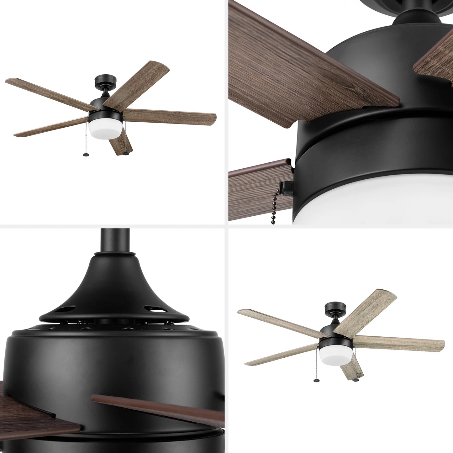 Better homes & gardens 52" pearce black indoor ceiling fan with light, adjustable color temperature & reverse airflow