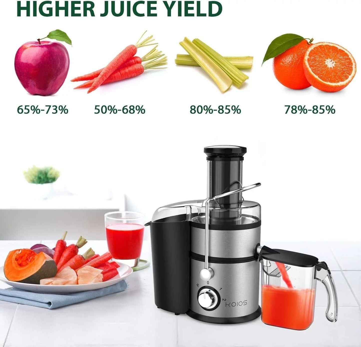 Centrifugal juicer, juicer machine with pulse function 3" wide chute extractors for fruits and vegetables,black