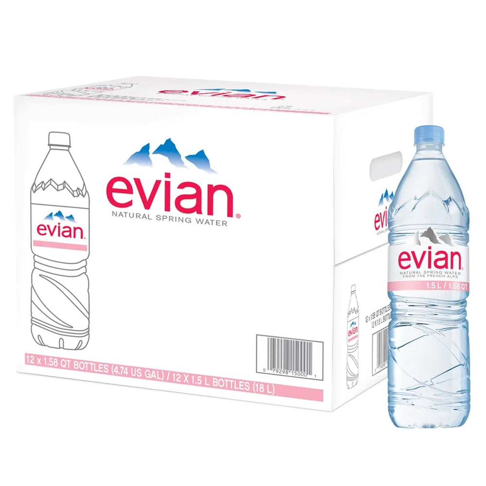 Evian natural spring water, 50.7 fl oz, 12 count bottles