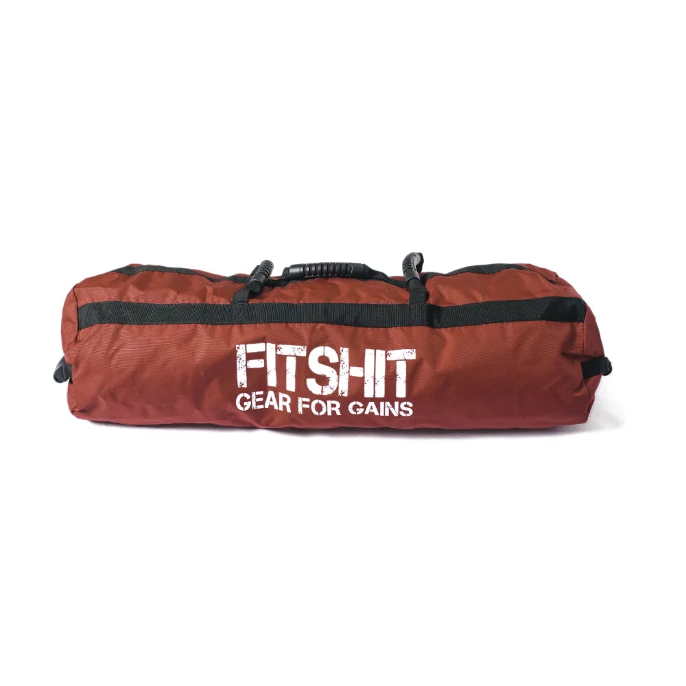 Fitshit heavy duty red medium sandbag for fitness workout. excellent for weightlifting, powerlifting, bodybuilding, training, and gym workouts {sand not included}