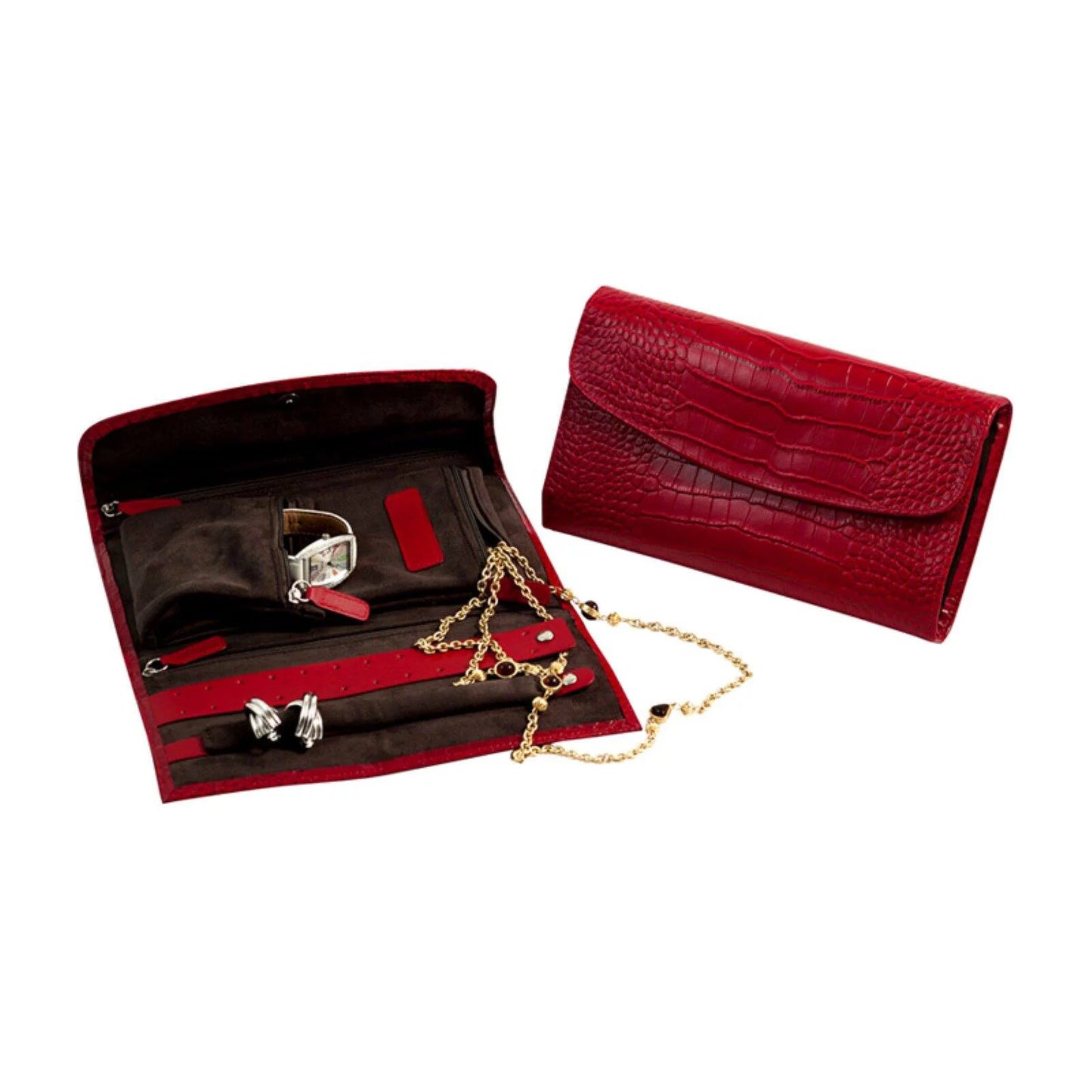 Bey - berk red croco leather jewelry clutch