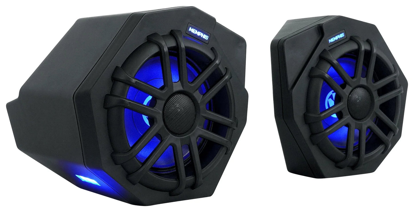 (2) memphis canamx365fe speakers+pods+led tower speakers+amp for 2017+ can am x3