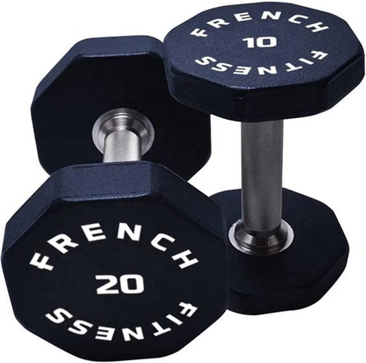 French fitness urethane 8 sided hex dumbbell set, 5-60 lbs (new)