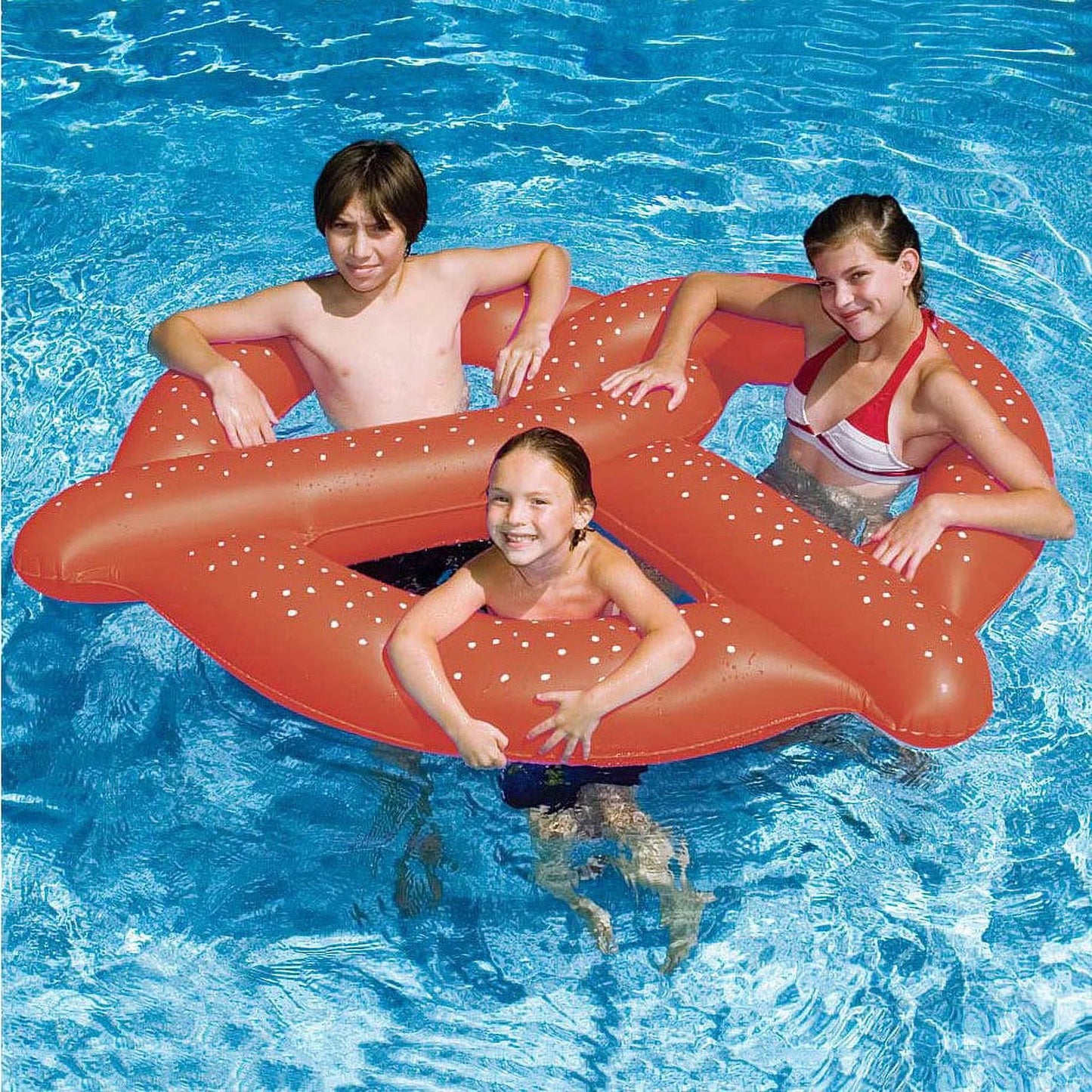 Swimline vinyl giant pretzel fun inflatable pool float, brown