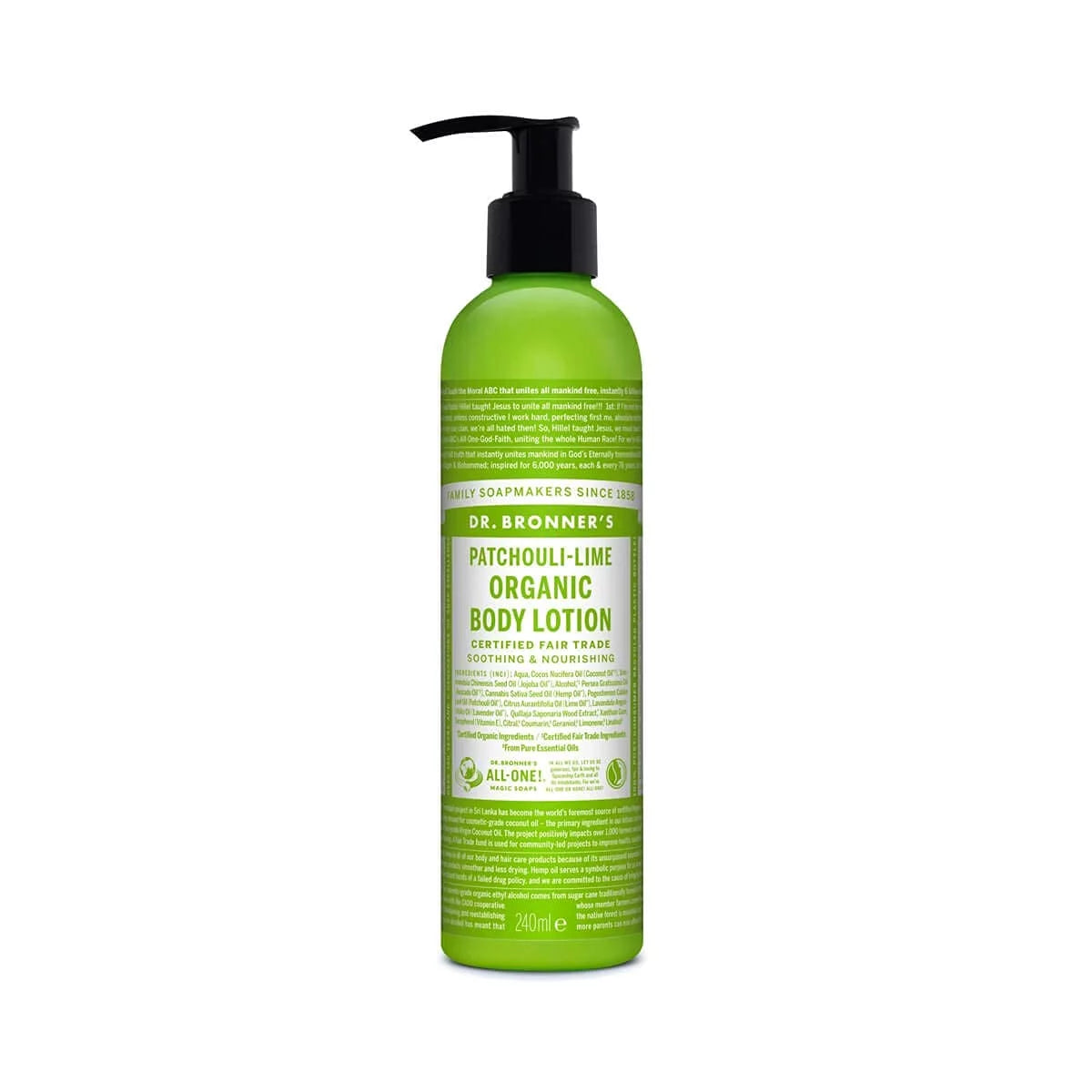 Dr. bronner,s - organic lotion (patchouli lime, 8 ounce) - body lotion and moisturizer, certified organic, soothing for hands, face and body, highly emollient, nourishes and hydrates, vegan, non-gmo