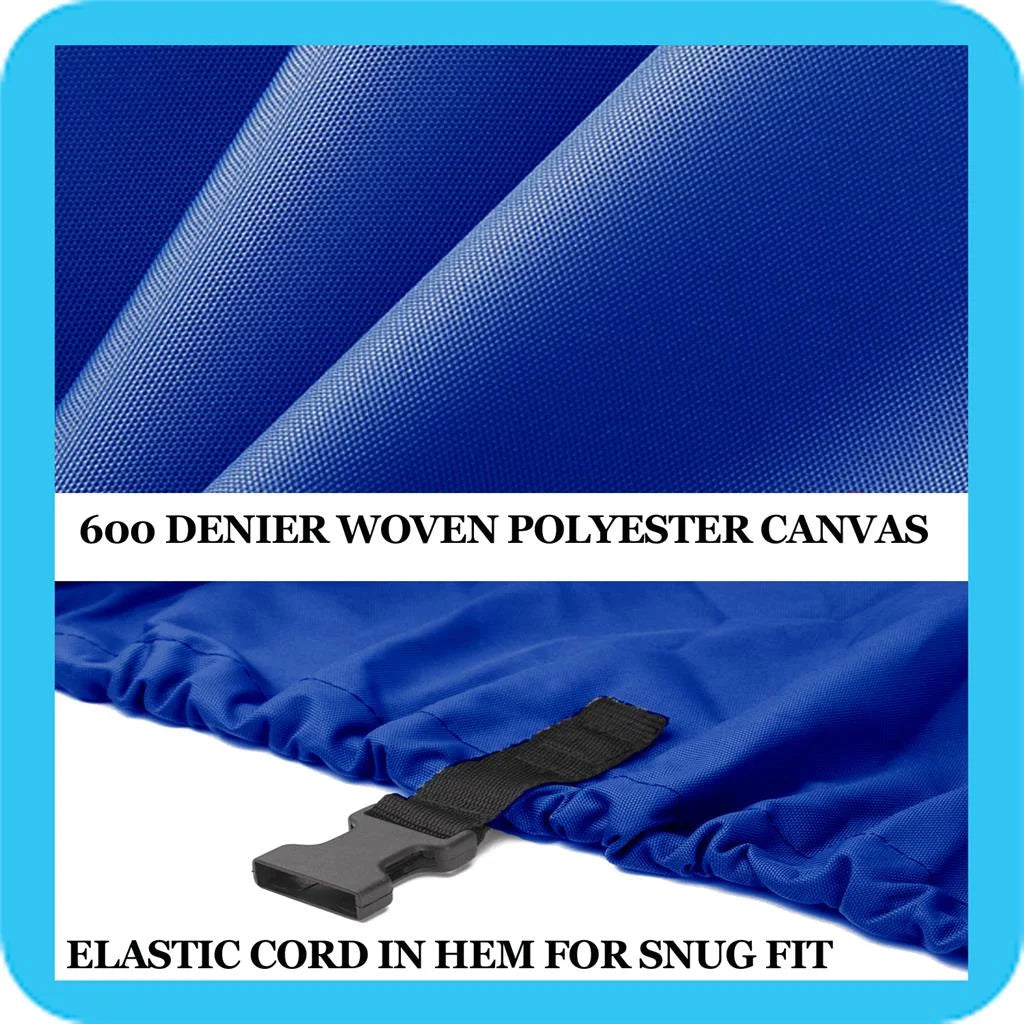 Blue, great quality boat cover compatible for aluminum bass boat and v-hull and tri-hull bowrider 16'-17' length, beam width up to 90"