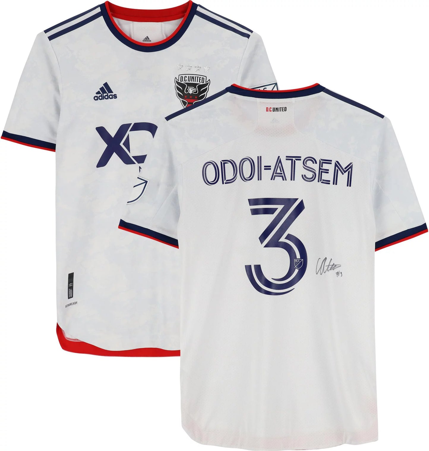 Chris odoi-atsen d.c. united autographed match-used #3 white jersey from the 2022 mls season - size m - fanatics authentic certified