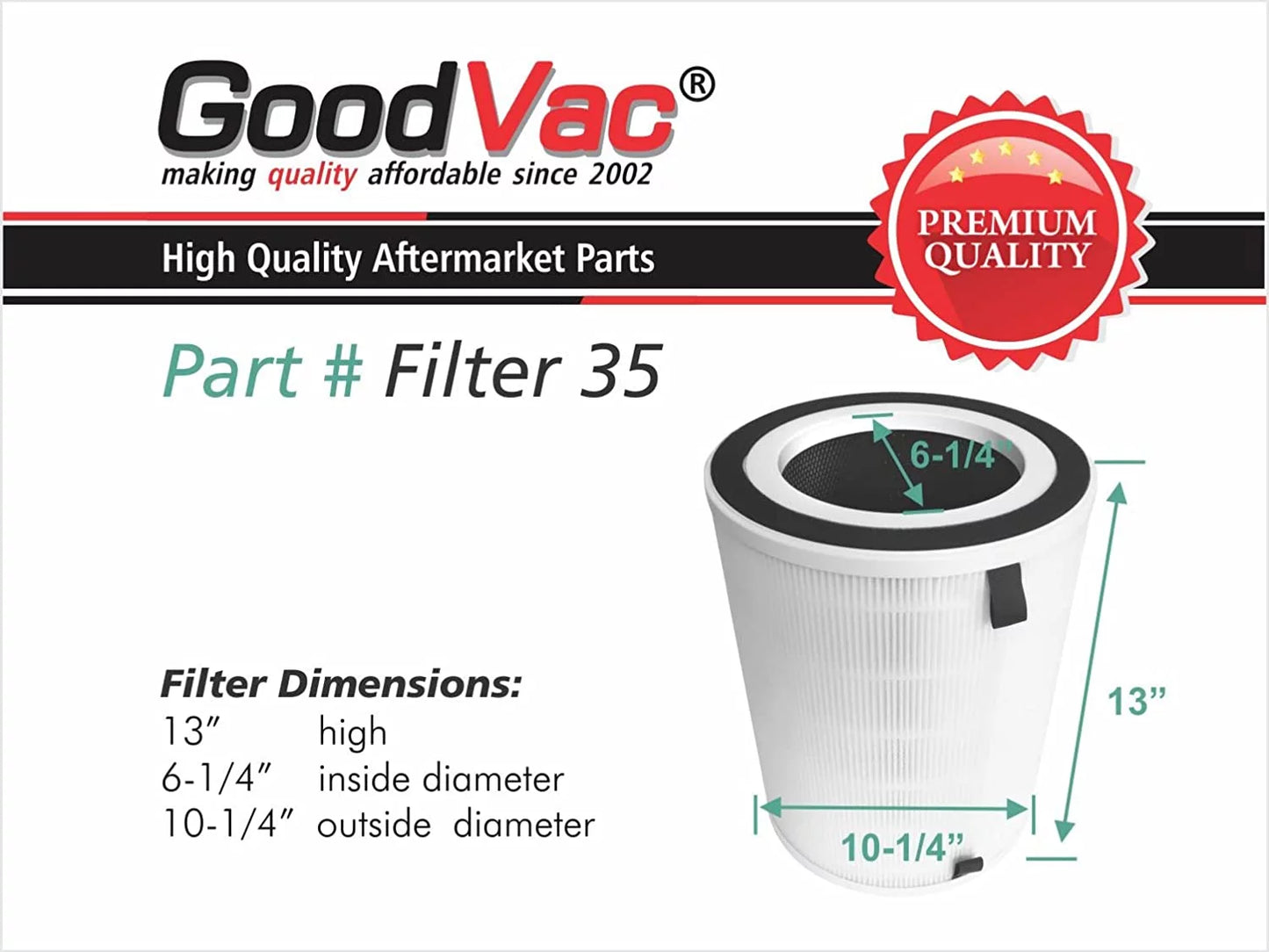 Goodvac h13 true hepa filter compatible with colzer kj580