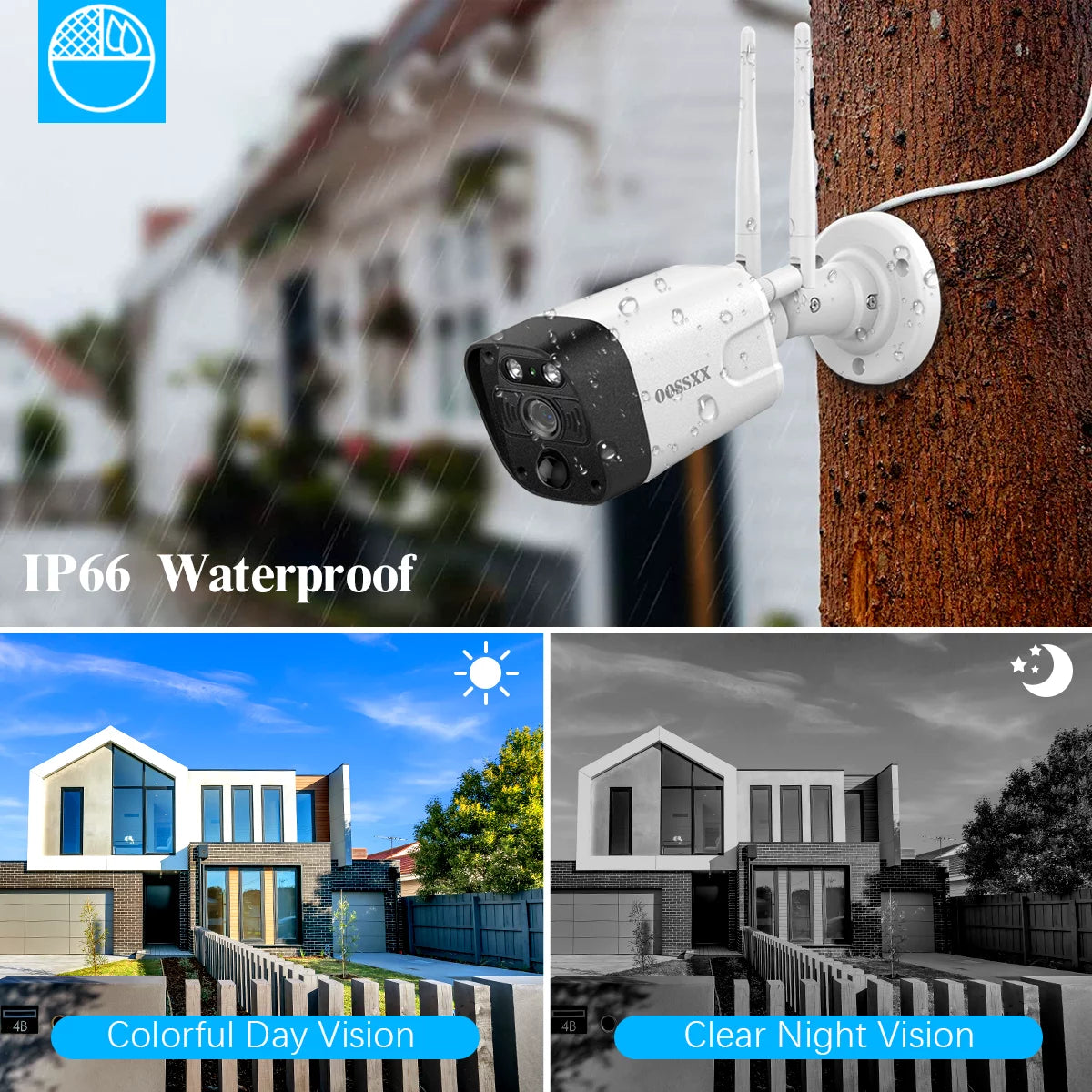 Oossxx 5mp security cameras wireless wifi,2pcsoutdoor camera pir detection, security cameras wireless wifi 2-way audio dual antennas