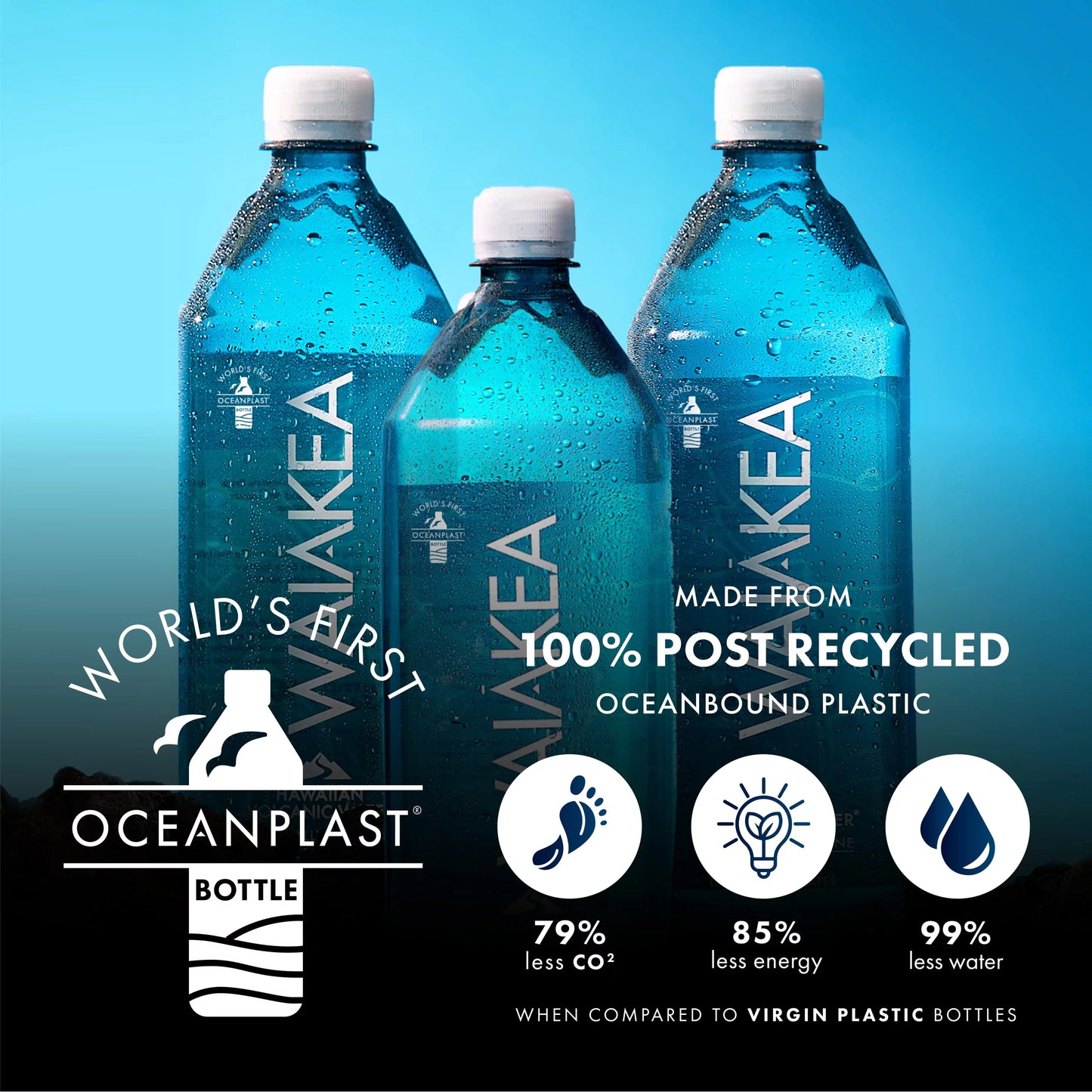 Waiakea hawaiian volcanic water, naturally alkaline, 100% recycled bottle, 16.9 fl oz (pack of 24)