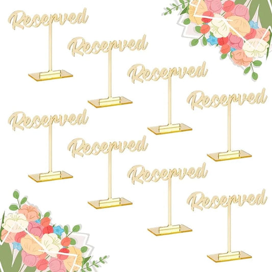 8 packs acrylic reserved table sign golden wedding reserved seating signs mirrored wedding reception sign guest reservation standing table signs for restaurant wedding party events decor