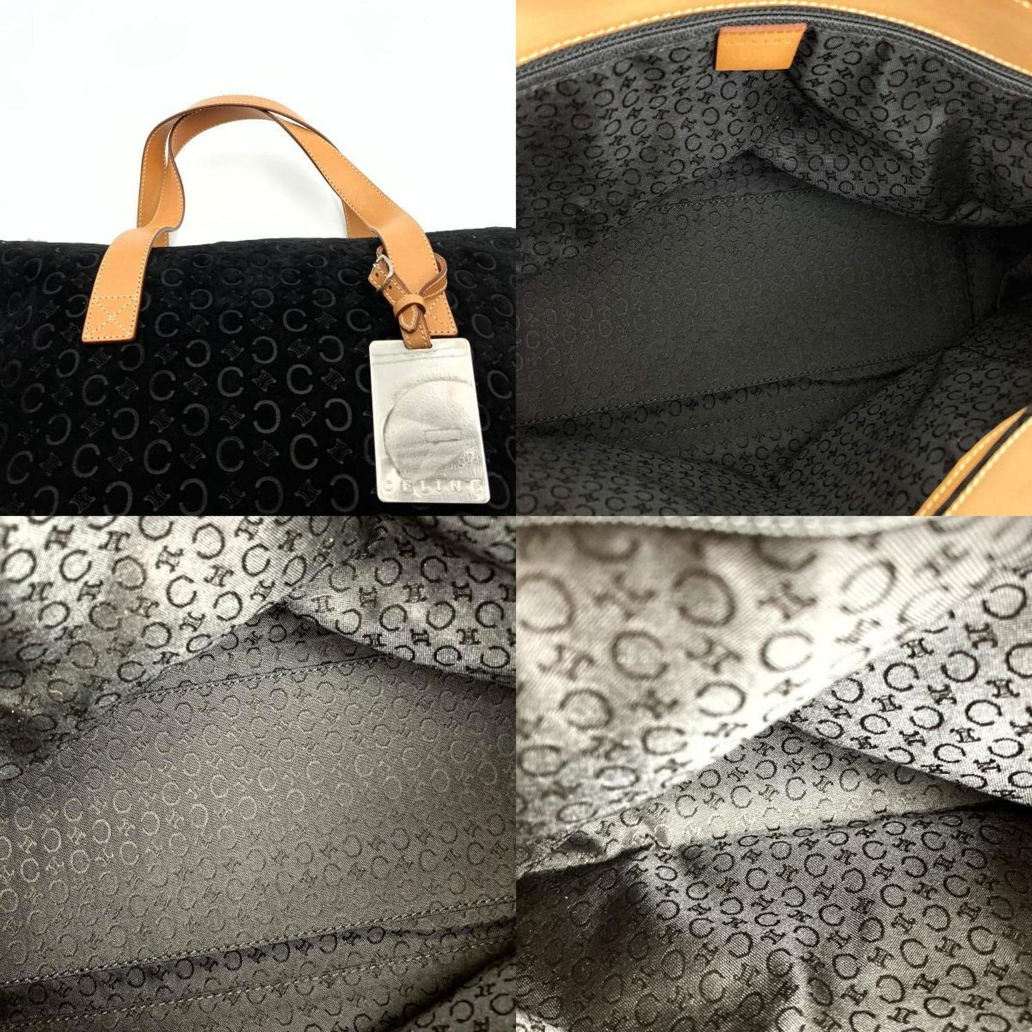 Pre-owned celine c macadam tote bag handbag black suede leather ladies fashion mc00 1 used (good)