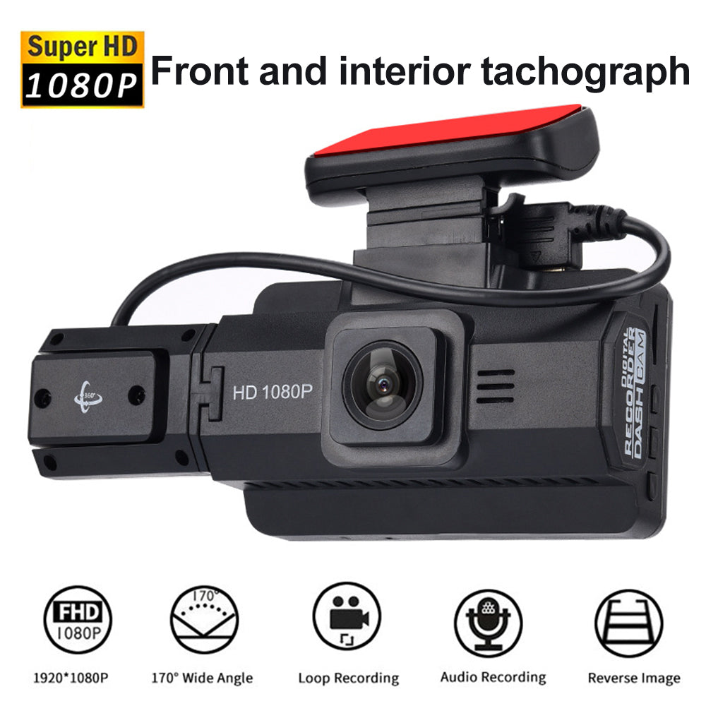 Virwir car dash cam 1920x1080p fhd front and rear dash cam dual cam car dvr night vision parking mode loop recording