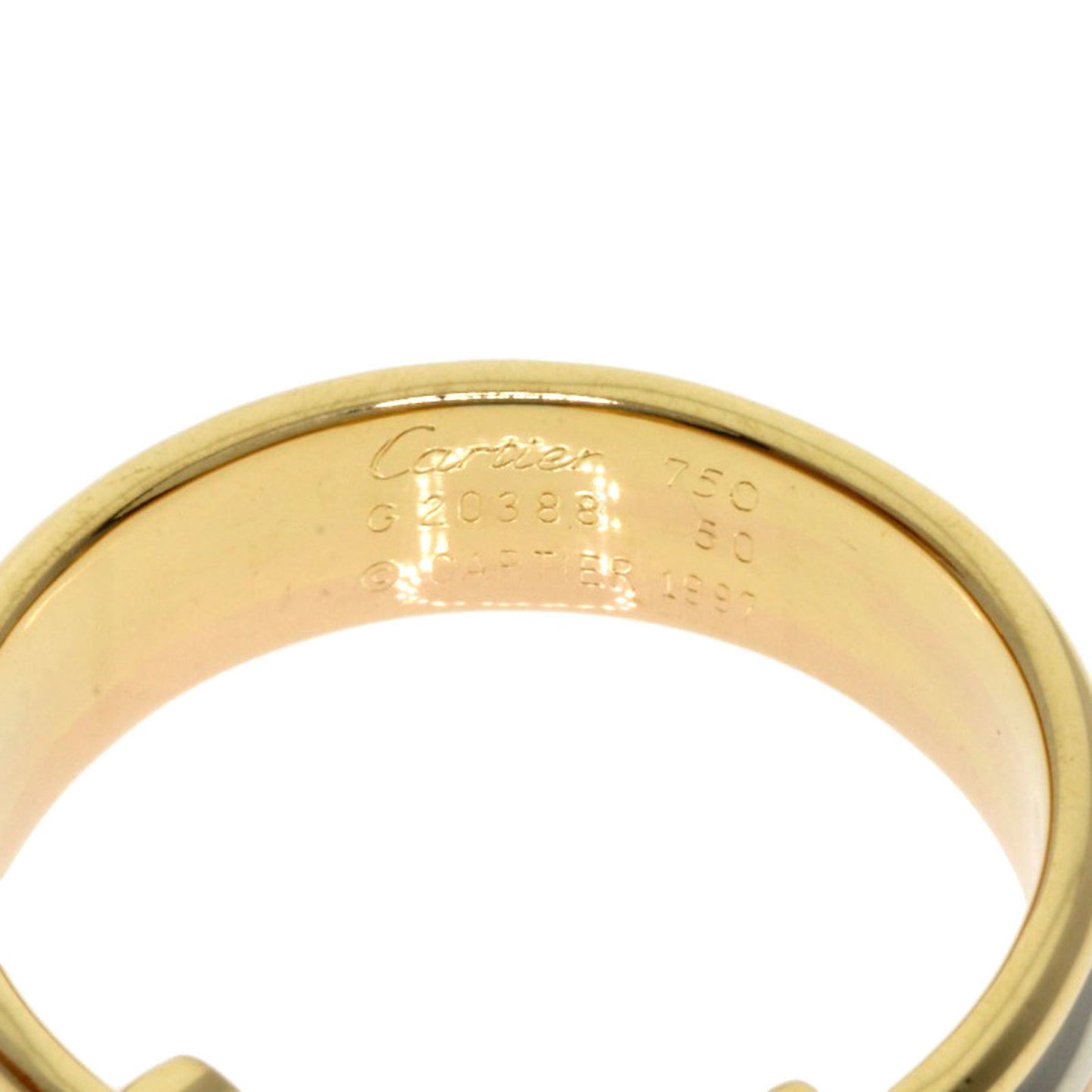 Pre-owned cartier 2c ring #50 k18 yellow gold/k18wg/k18pg women's cartier (good)