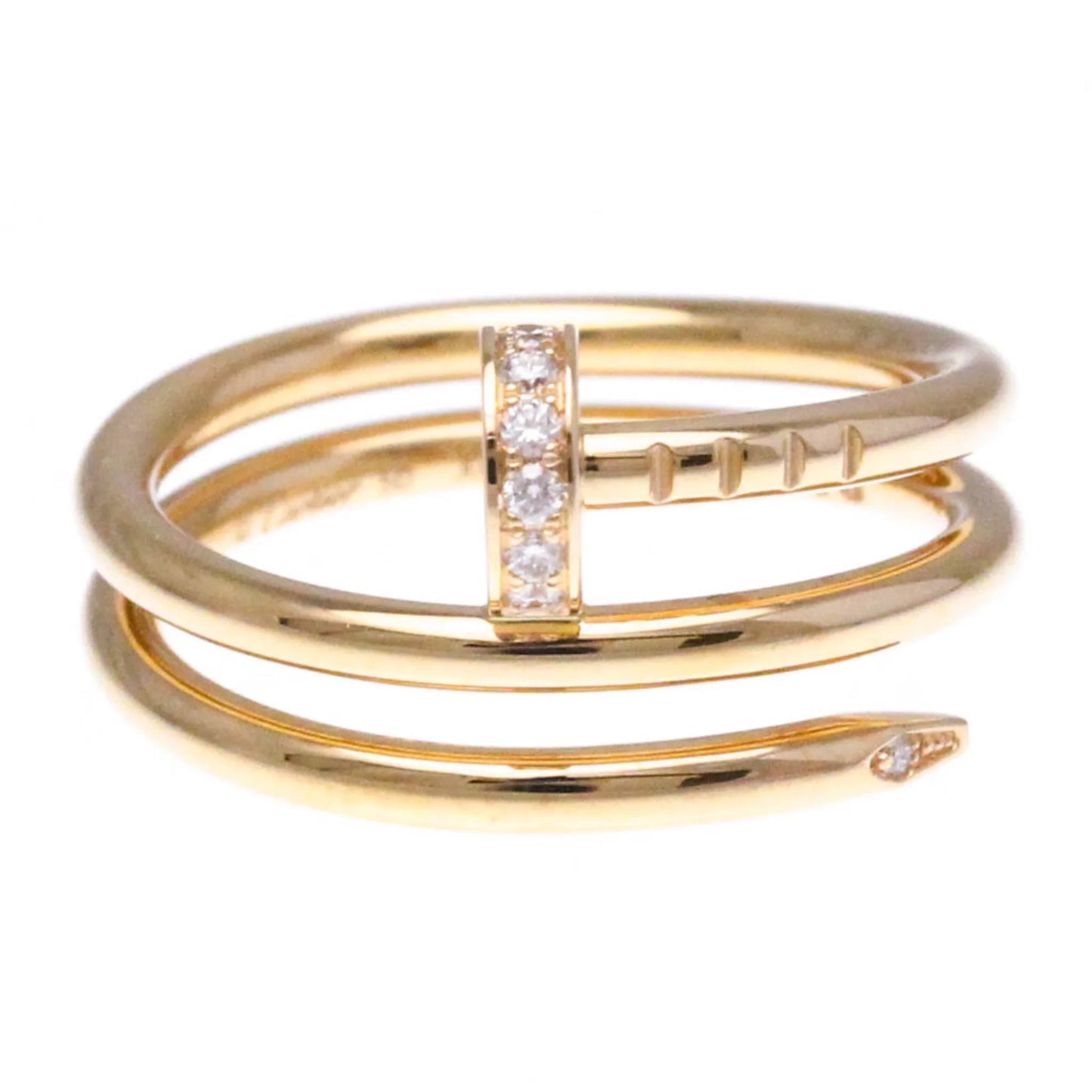 Pre-owned cartier juste un clou b4210850 pink gold (18k) fashion diamond band ring pink gold (good)