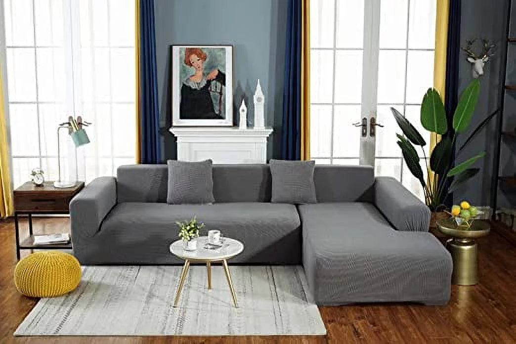 Nvzi thick couch covers 1 2 3 4 seater, sectional sofa sectional couch covers l shape stretch slipcover living room dogs pets, washable durable furniture protector…, light gray, 3 seater:70-84 inch